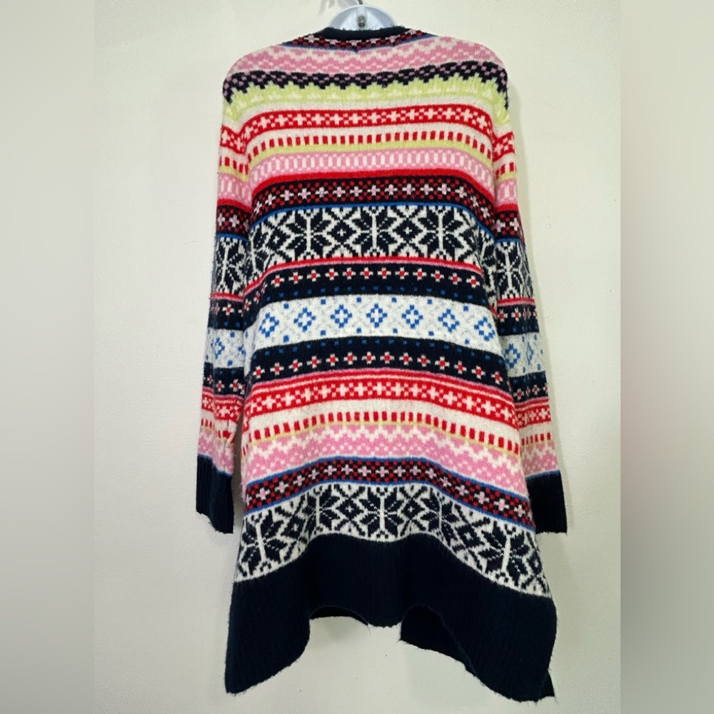 Old Navy Womens Size Large Multi Color Fair Isle Open Cardigan Sweater - Picture 2 of 8